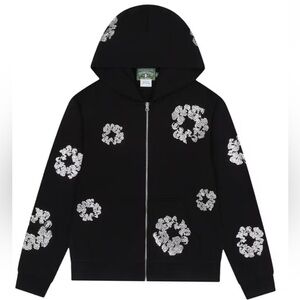 Denim Tears Zip-Up Hoodie Black Crystal Embellished Size Large NWT
